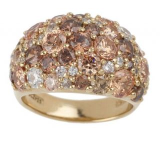 Diamonique 14K Gold Clad Shades of Brown Dome Ring —