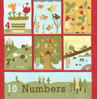 Jenn Ski Ten Little Things Counting Numbers Panel Red 5 8 Yard Each
