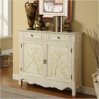 Shabby Cottage Chic White Vines Sideboard Buffet Cabinet Entry Accent