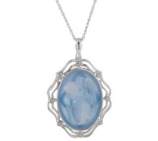 Sterling Angel in Prayer Agate Cameo Enhancer with 18 Chain