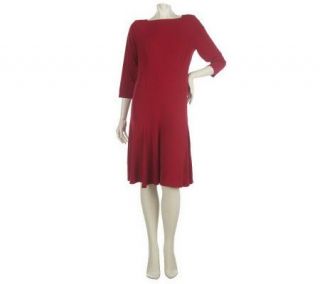 George Simonton Boat Neck Crystal Knit Dress with Seam Detail