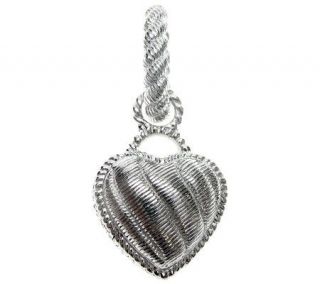 Judith Ripka Sterling Silver Textured Heart Charm Pendant   J310552