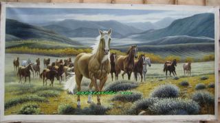 Handmade PaintingThe HorsesRunning in The Mountain
