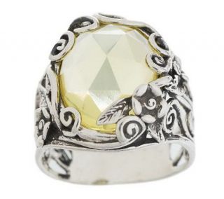 Or Paz Sterling Faceted Gemstone Floral Openwork Ring —