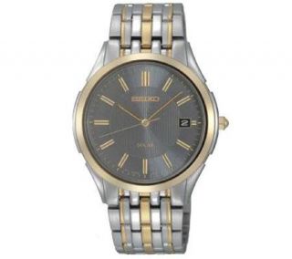 Seiko Mens Two tone Solar Dress Watch with Charcoal Dial —