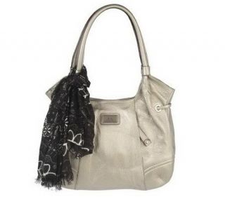 Isaac Mizrahi Live Pebble Leather Shopper with Front Pockets