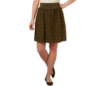 Isaac Mizrahi Live Lace Pull on Skirt with Ruffle Detail —