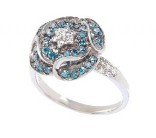 AffinityDiamond 3/4 ct tw Sterling Blue & White Flower Ring — 