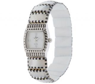 Aria Mother of Pearl Doublet Stretch Bracelet Watch —
