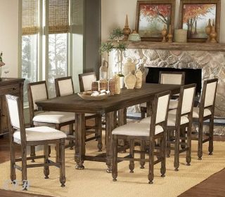 9pc Ardenwood Rustic Oak Wood Counter Dining Table Set
