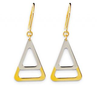 14K Gold Two tone Triangle Dangle Earrings —