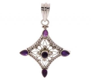 As Is Novica Artisan Crafted Ster. Amethyst Pendant —