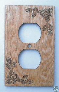 Oak Wood Pine Cone Outlet Plate Electrical Cover