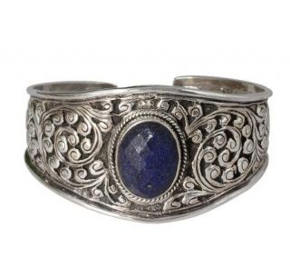 Novica Artisan Crafted Sterling Lapis LeavesCuff —