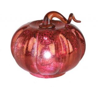 BethlehemLights BatteryOperated Glass Pumpkin with Timer   H193361