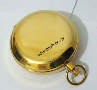 brass push button magnetic direction compass in working order size 5cm