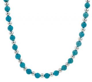 Sterling Kingman Turquoise 6.0mm Bead Adjustable Necklace —