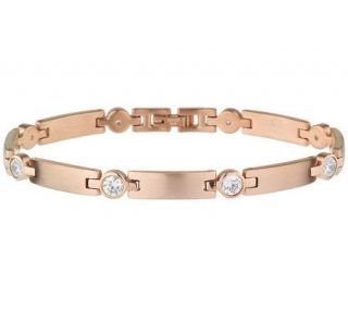 Diamonique Stainless Steel 2.45 ct tw Station Bracelet —