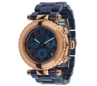 Bronzo Italia Mother of Pearl Chronograph Dial Ceramic Link Watch 