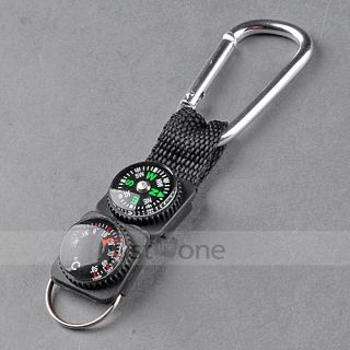 2pcs Outdoor Camping Hiking Mini Carabiner w Keychain Compass