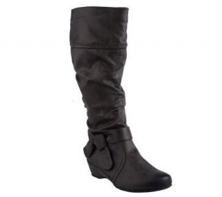 BareTraps Ruched Boots with Side Zip & Bow Detail —
