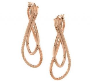 Veronese 18K Clad Polished and Textured Twist Hoop Earrings — 