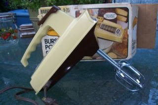 Vintage Sunbeam Hand Mixer w Power Burst Button Harvest Gold 3 73