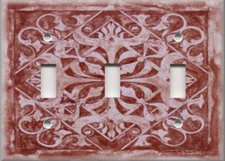  Switch Plate Cover Wall Decor Tuscan Tile Pattern Brick Red