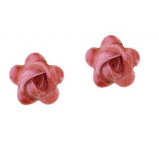 Belleek Handpainted Rose Earrings with Sterling Posts —
