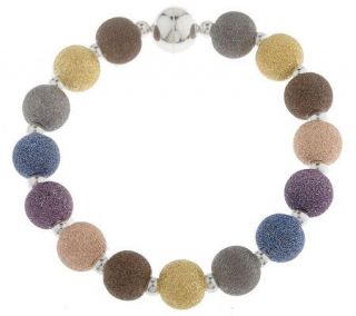 Colors of Sterling Textured Bead Bracelet with Magnetic Clasp