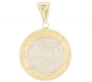 1000 Lire Pendant with Diamond Cut Bail, 14K Gold —