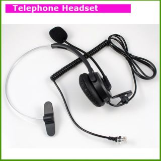 Pin RJ11 Telephone Monaural Corded Headset Black