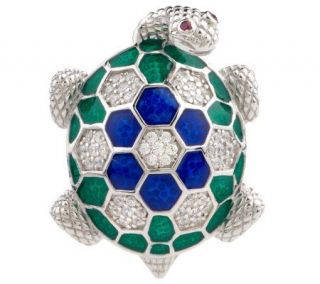 Hidalgo Diamonique & Lab CreatedRuby Sterling Turtle Enhancer