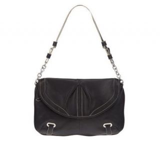 Makowsky Leather Flap Top Clutch with Chain Detail   A221261