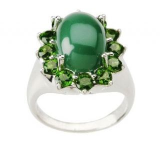 Sterling 1.75 ct tw Chrome Diopside and Green Chalcedony Ring
