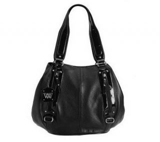 As Is Wendy Williams Pebble Leather Hobo W/Patent Trim   A228661
