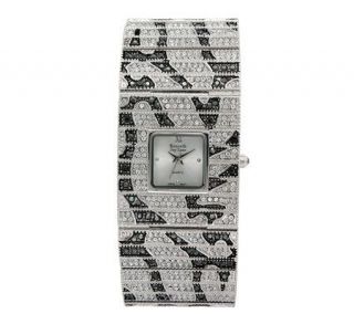 Kenneth Jay Lane Silvertone Pave Animal CrystalBracelet Watch