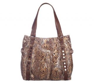 Makowsky Snake Embossed Leather Tote with Stud Detail   A209968