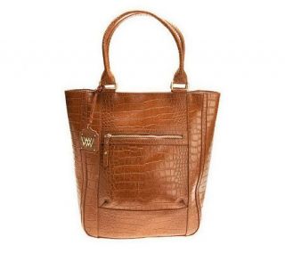 As Is Wendy Williams Croco Embossed Leather Tote —