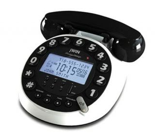 jWIN JTP433WHT Vintage Telephone with Big Buttons   White —
