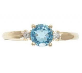 Round Gemstone & Diamond Accent Ring, 14K Gold —