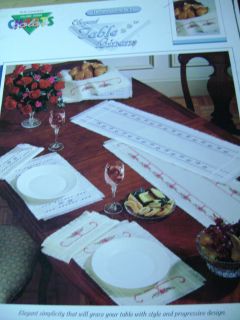 Elegant Table Linens Cross Stitch Color Charts Placemats Napkins Table