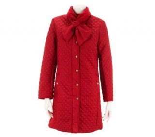 Isaac Mizrahi Live Quilted Coat with Adjustable Scarf —