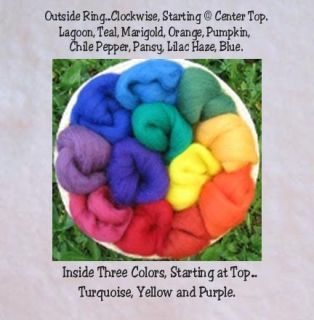 Ashford Corriedale Wool Roving Gorgeous Rainbow Palette