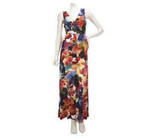 Motto Petite Floral Printed Crossover Front Maxi Dress   A222465