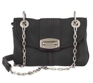 Makowsky Glove Leather Flap Crossbody Bag w/Chain Detail — 