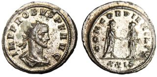 Probus Silvered Antoninianus Concordia Milit Ric 666 Authentic Coin
