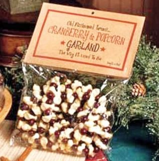 Prim Cranberry & Popcorn Christmas Tree Garland or Wreath or in Pine