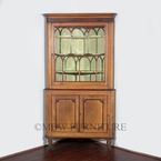 Antique English Solid Oak Victorian Corner Cabinet Bookcase c1870 p26