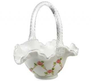 Fenton Art Glass Charleton Milk Glass Basket —
